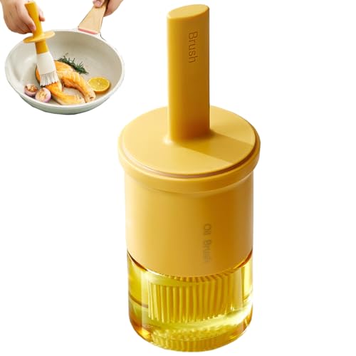 Glass Oil Dispenser with Heat Resistant Brush (Oil Dispenser-Yellow)