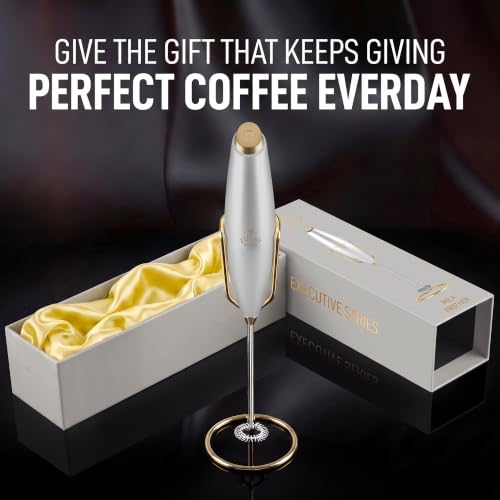 Powerful Milk Frother Wand With Duracell Batteries (Gift Box Silver & Gold / Z1 Motor + Batteries)