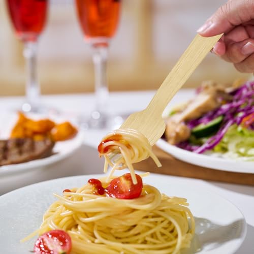 300 Count Disposable Compostable Bamboo Forks for Party (forks)