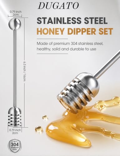 Honey Dipper 6.3 in 304 Stainless Steel Syrup Server Stick (Silver)