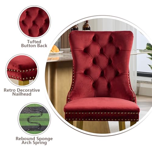 Burgundy Velvet Dining Chairs Set of 4 (Burgundy)