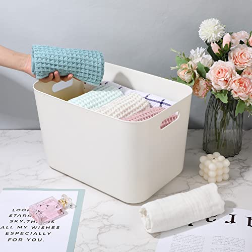 White Plastic Storage Bins (White / 14 x 10.5 x 9.5 Inch)
