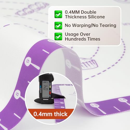 Silicone Pastry Mat with 10 Useful Recipes (Purple / 32"L x 24"W)