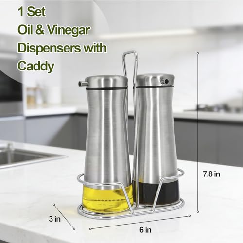 Oil And Vinegar Dispenser Set with Caddy (Clear)