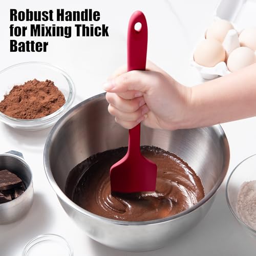 600°F Heat Resistant Silicone Large Spatula (11.4in (Flat Spatula) / Red)