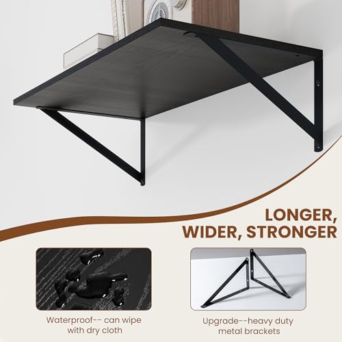 24W x 12D Deep Floating Shelves Set of 2 Black (Black With Black Metal Bracket / 24wx12dx5.8h)