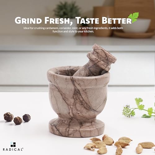 Marble Mortar and Pestle Set 2.5" Small Spice & Herb Grinder (Marinara / 2.5" Inches)