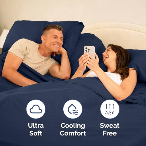 Flex Top Split Head King 4 Piece Sheet Set (18 - Navy Blue / Split Head/Flex Top)