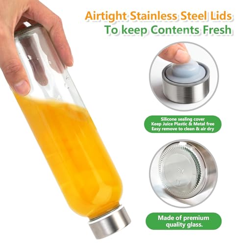 24 oz Glass Water Bottles with Stainless Steel Lids Bulk