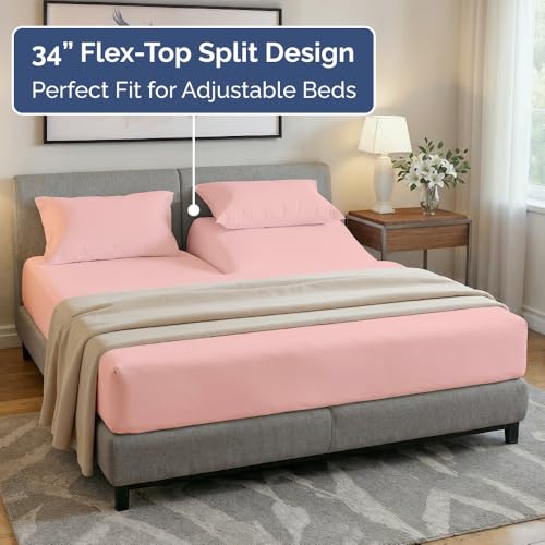 Flex Top Split Head King 4 Piece Sheet Set (31 - Baby Pink / Split Head/Flex Top)