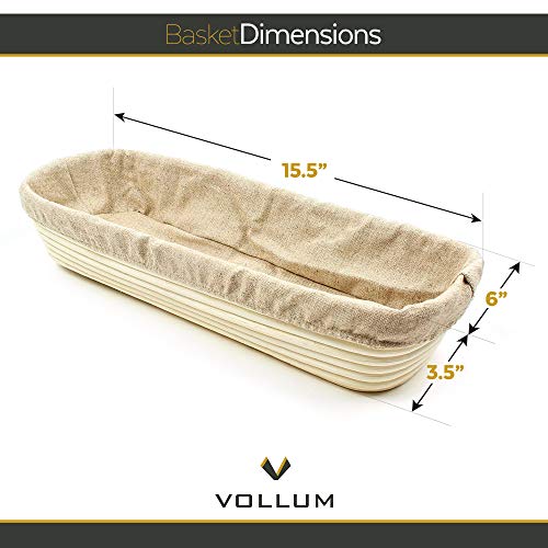 Bread Proofing Basket with Liner (15.5" x 5.5" x 3.5"H / Rectangular)