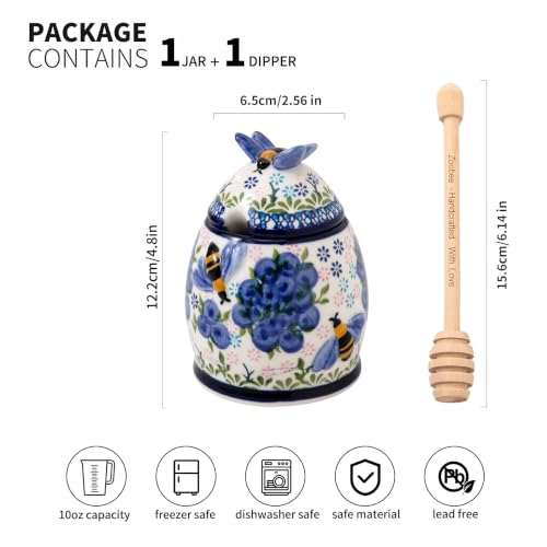 10oz Blueberry Breeze Handpainted Ceramic Honey Jar (Blueberry Breeze)