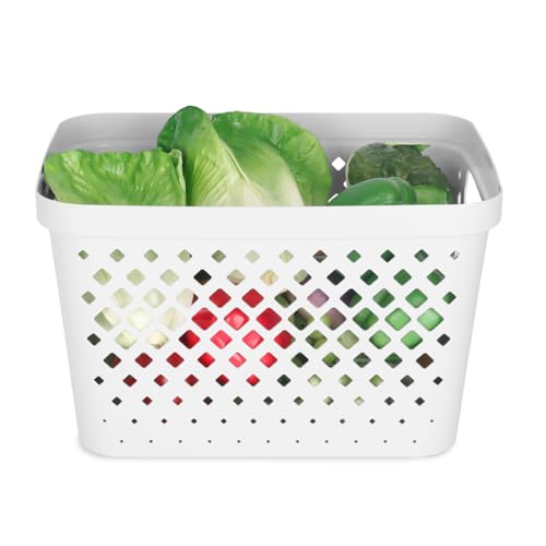 Plastic Storage Basket Set (White / 4 Gallon)