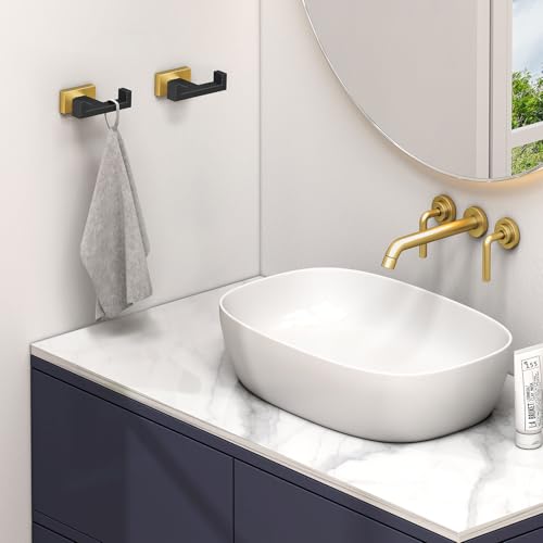 Double Towel Hook Black and Gold (2 Pack / Black & Gold)