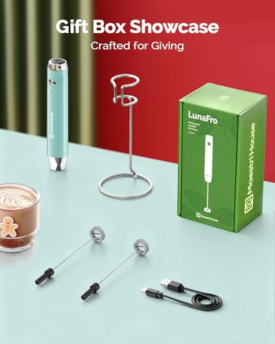 LunaFro Rechargeable Milk Frother (Soft Aqua(Gift Box))