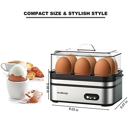 Rapid Egg Cooker Electric 6 Eggs Capacity (Silver)