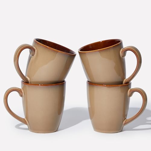 Coffee Mug 14oz (Brown Yellow / 4 Count (Pack of 1))