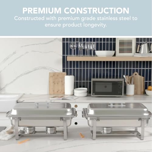 4 Pack 8QT Chafing Dish Full Set with 8 Pack DEG Chafing Fuel (4 Pack With Fuel)