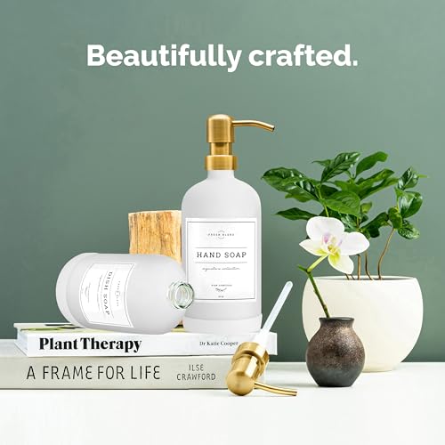 Glass Soap Dispenser (Matte White Bottle / Gold Pump)