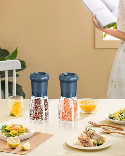 Manual Salt and Pepper Grinder Set For Professional Chef (Short Set - Blue)