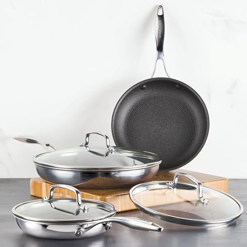 C1 Series Clad Stainless Steel with ScratchDefense Technology Cookware Nonstick Induction Frying Pans (Set (8.5-Inch, 10-Inch & 12.5-Inch))