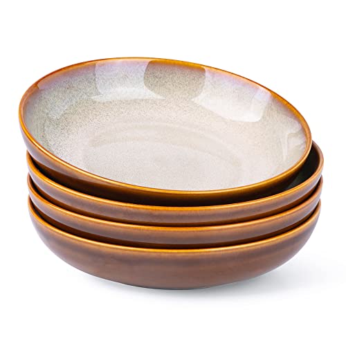 9.0" Ceramic Pasta Bowls Set of 4 (Set of 4 / Khaki)