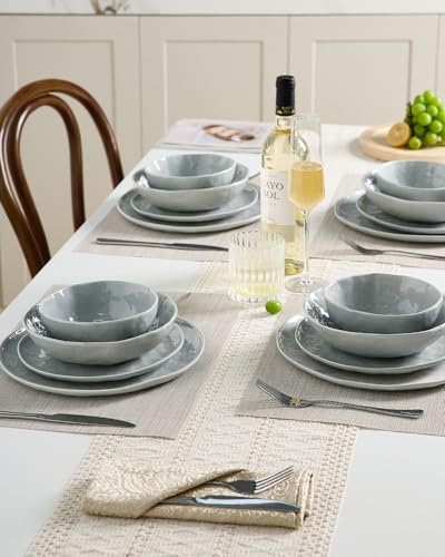 Porcelain Dinnerware Set for 4 (Sleek Grey / Set(16pcs))