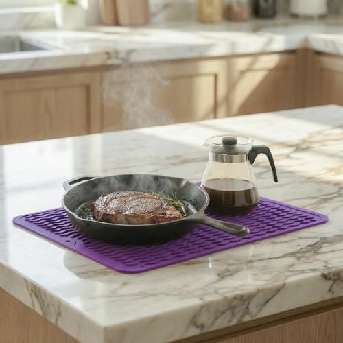 Silicone Dish Drying Mat (Purple / 16"L x 12"W)