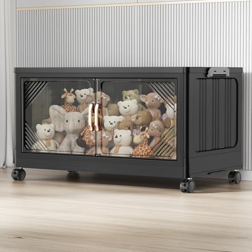 V60 140QT Plastic Stackable Storage Bins with Lid (Black / 140QT-1Pack)