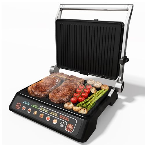 Indoor Grill & Griddle with Preset Menu (Black)