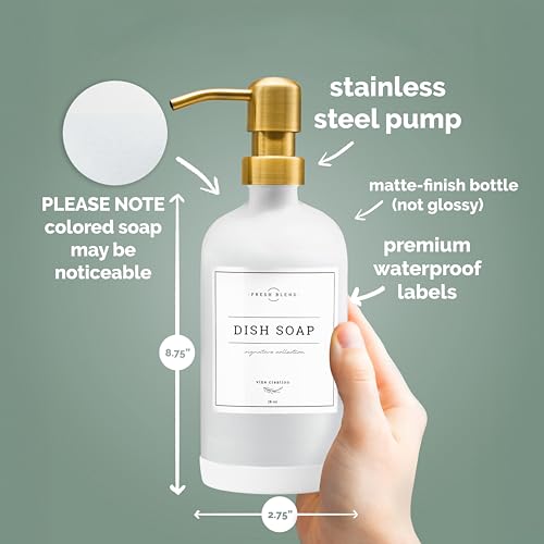 Glass Soap Dispenser (Matte White Bottle / Gold Pump)