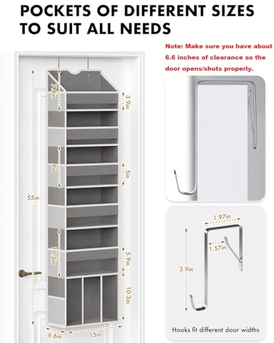 Over the Door Hanging Organizer for Bathroom & Nursery (Grey)