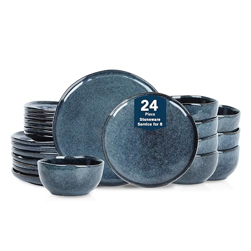 Mirella 24 Piece Stoneware Dinnerware Set (Blue / 24-Piece - Service for 8)