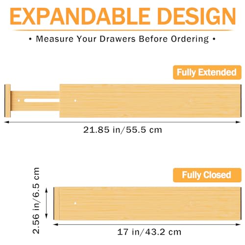 Bamboo Drawer Dividers Organizers (bamboo-4Pack)