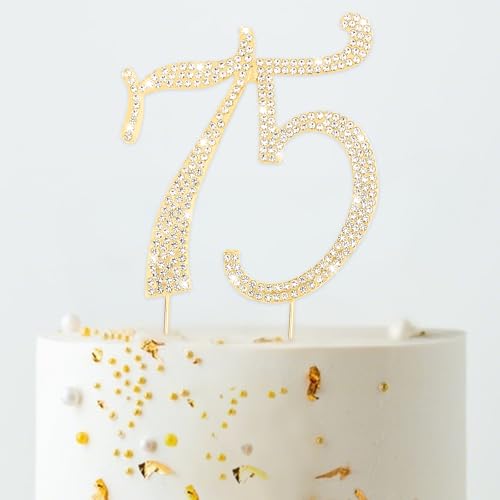 75th Birthday Decorations Cake Topper Gold Birthday Decorations for Women (75)