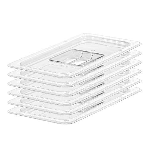 6 PCS Clear Food Pan Lids Universal 1 (1/3 Size / Handled Lids)