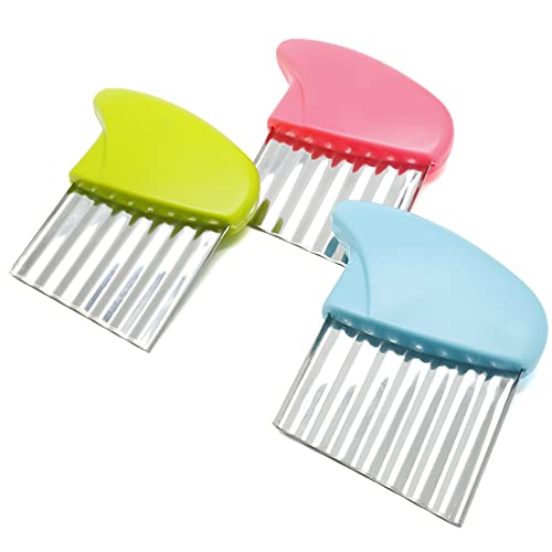 Stainless Steel Potato Crinkle Cutter Knife Set (Green & Pink & Blue & Orange)