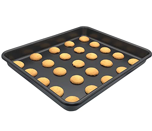 Small Cookie Sheets 11X9 Inch 2Pcs Mini Baking Pan Toaster Oven Tray Nonstick Thicken Brushed Carbon Steel Magnetic No Warp 1 to 2 Person Bakeware By HYTK (2 Count)