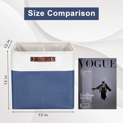 13x13 Cube Storage Bins (NavyBlue / Off-White / Cube - 13"x13"x13")