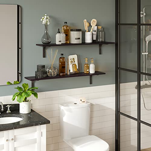 Long Wall Shelves (Espresso / 39.4 Inch)
