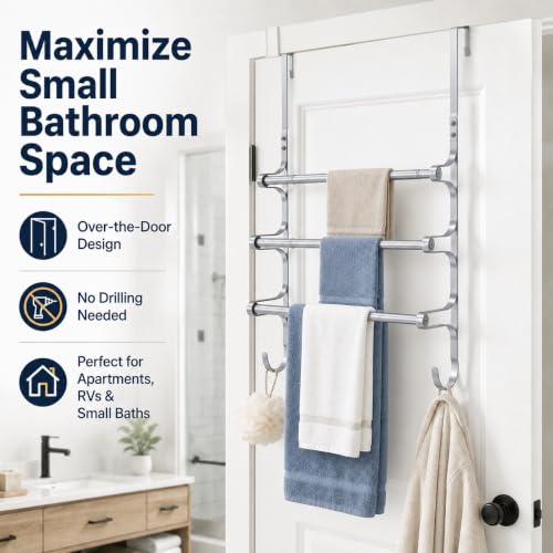 Over The Door Towel Rack (17.32"L / Silver Gray)