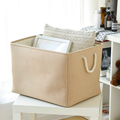 Storage Bin for Shevles (Beige / 3PCS/Extra Jumbo - 20.5Lx15.7Wx13.8H)