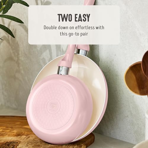 2 Piece 8" & 10" (8" and 10" Frying Pan Skillet Set / Blush Pink)