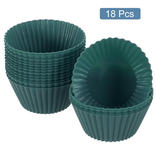 18Pcs Silicone Cupcake Liners (Deep Dark Green / 2.8")