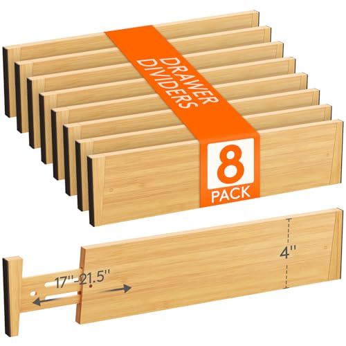 4" High Dresser Drawer Dividers (4"H, 17-21.5"L)