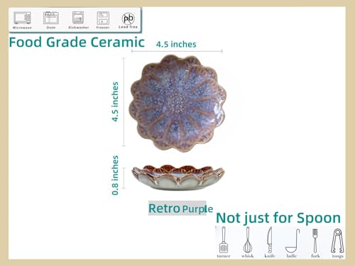 Ceramic Spoon Rest for Stove Top (Retro, Lavender Purple)