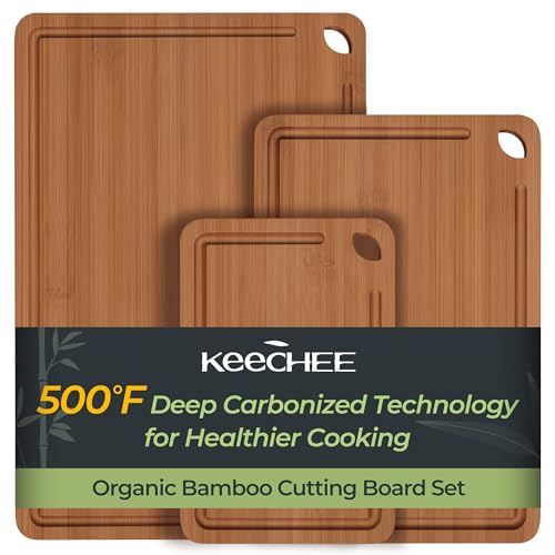 Bamboo Cutting Board (3-Piece / Carbonized Bamboo (Brown))