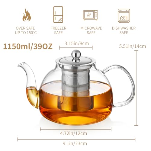 Glass Teapot with Infuser (Clear / 39OZ)