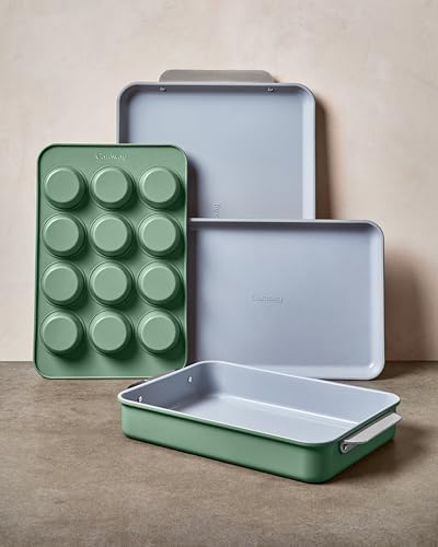 Non Stick Rectangle Baking Pan Set (White / Rectangle Pan Trio)