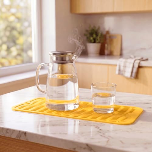 Silicone Dish Drying Mat for Multiple Usage (Yellow / 17"L x 6"W)